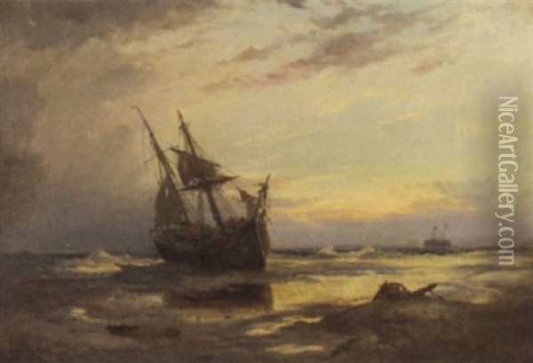 Goodwin Sands Morning, After A Storm Oil Painting - George Gregory
