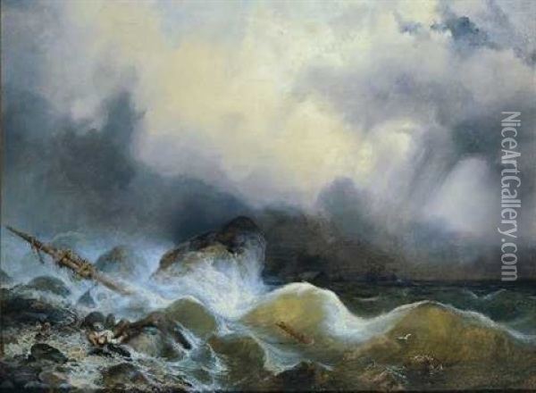 Der Schiffbruch Oil Painting - Friedrich Johann C.E. Preller the Elder