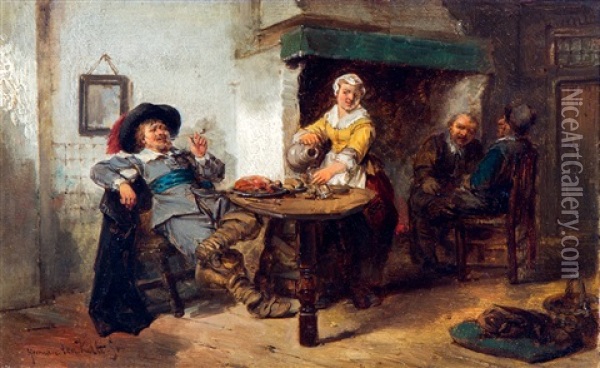 Figures At The Inn Oil Painting - Herman Frederik Carel ten Kate