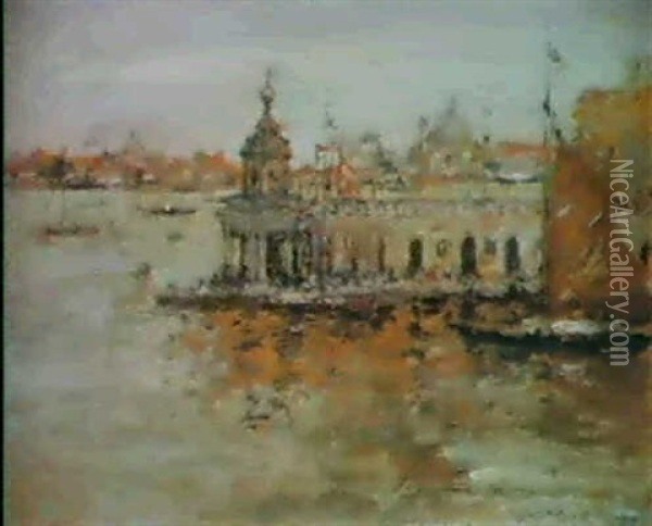 Venice (view Of The Navy Arsenal) Oil Painting - William Merritt Chase