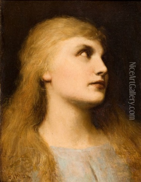 Portrait Of A Young Lady Oil Painting - Gabriel von Max