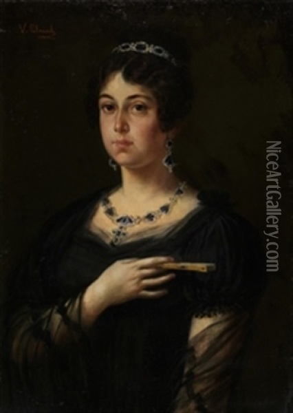 Retrato De Dama Oil Painting - Vicente Palmaroli y Gonzales