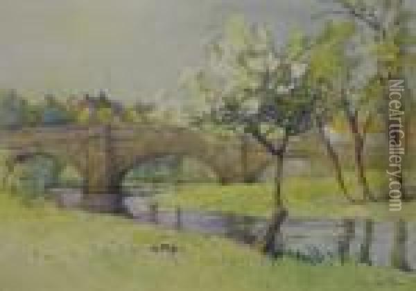 Ayton Bridge Near Scarborough Oil Painting - Harry Wanless