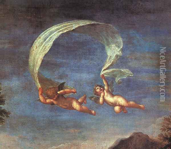 Adonis Led by Cupids to Venus (detail) 1600 Oil Painting - Francesco Albani