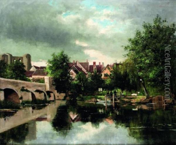 Vissers In Grez-sur-loing Bij Fontainebleau Oil Painting - Adrien Schulz
