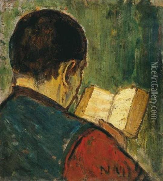 Reader (my Brother Ferenc Reading) Oil Painting - Istvan Nagy