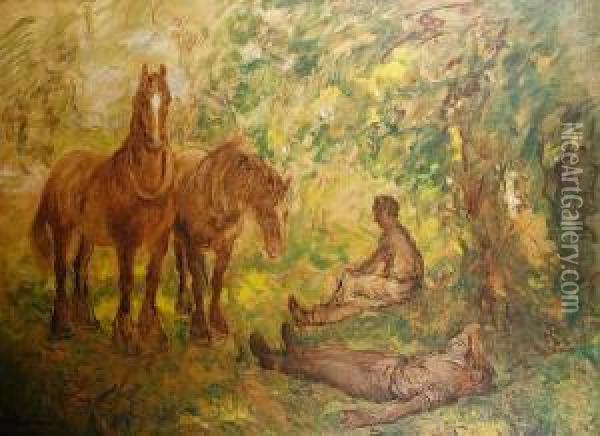 Ploughmen Resting Oil Painting - Alexander Jamieson