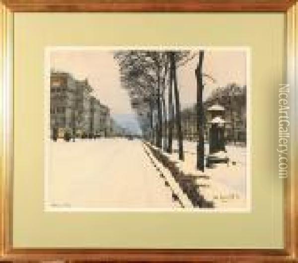 Bulwar W Sniegu, 1909 R. Oil Painting - Odo Dobrowolski