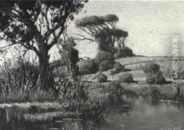 Landscape With Stream Oil Painting - Tinus de Jongh