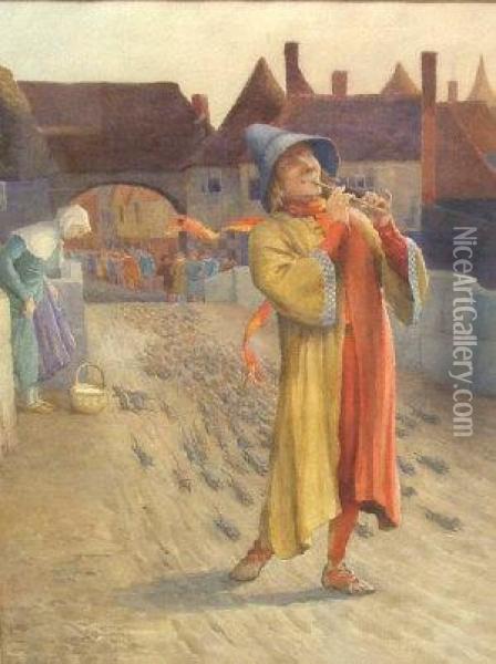 Thepied Piper Oil Painting - Albert Charles Cooke