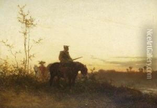 Zwei Reiter Oil Painting - Julius Noerr