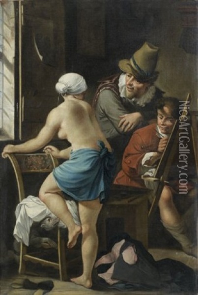 Le Peintre Et Son Eleve, D'apres Arnold Houbraken Oil Painting - Anton Johann Tischbein