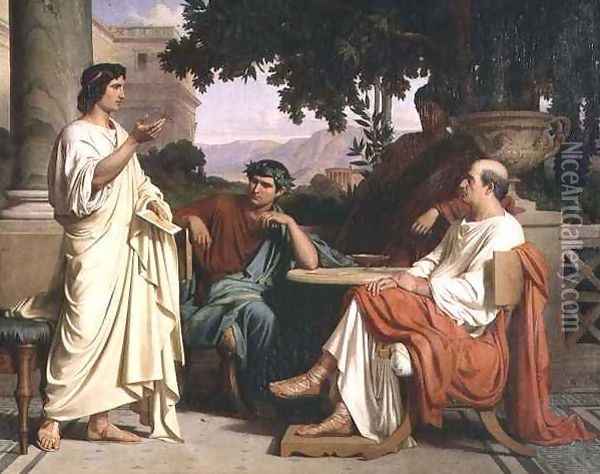 Horace Virgil and Varius at the house of Maecenas Oil Painting - Charles Francois Jalabert