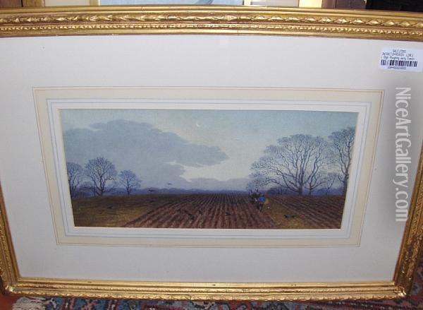 Ploughing Early Evening Oil Painting - Jabez Bligh
