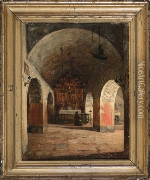 Interior De Una Iglesia Oil Painting - Ricardo Urgell