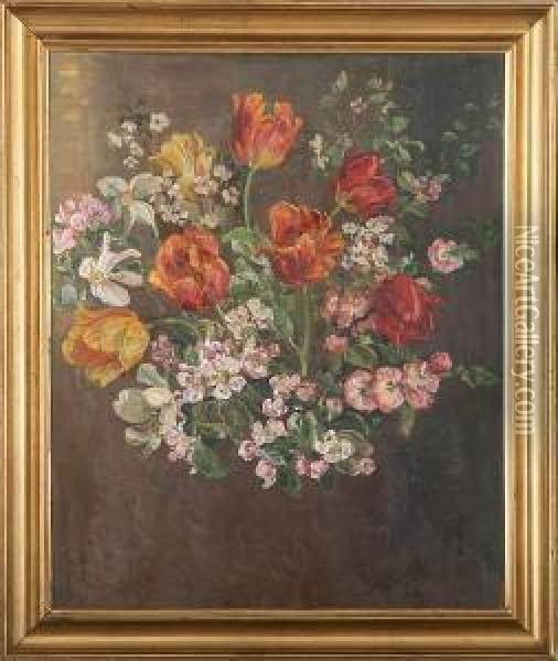 Still Life With Flowers Oil Painting - Gabriel Oluf Jensen