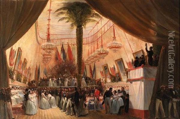 Bal A Bord De La Crole La Havana Oil Painting - Henri Pierre L. Blanchard
