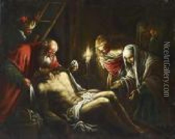 La Deposition Du Christ Oil Painting - Jacopo Bassano (Jacopo da Ponte)