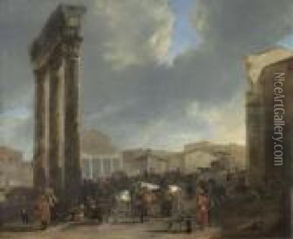 The Campo Vaccino, Rome Oil Painting - Hendrick Verschuring