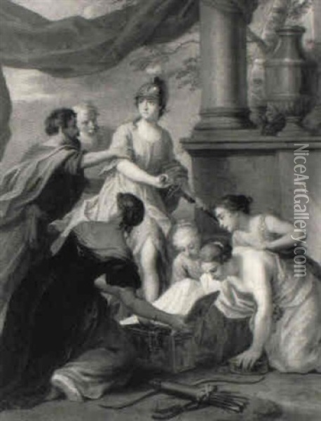 Achille Reconnu Parmi Les Filles De Lycomede Oil Painting - Balthasar Beschey