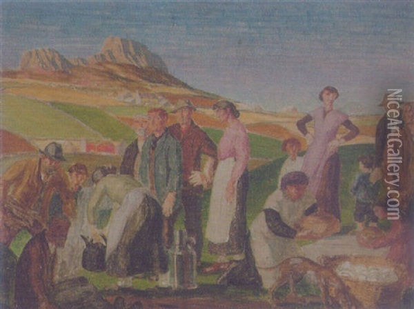 The Welsh Pic-nic Oil Painting - Harry Morley