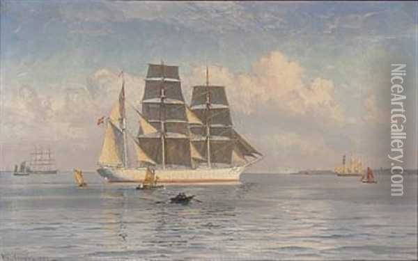 Summer Day With Sailing Ships And Boats Oil Painting - Vilhelm Karl Ferdinand Arnesen