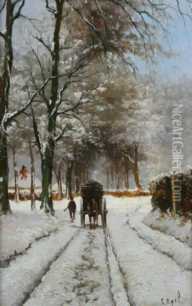 Snow Covered Road Oil Painting - Louis Apol