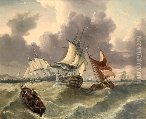 A Breezy Day In The Channel Oil Painting - Chester Harding