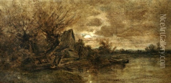 La Cabane Du Pecheur Oil Painting - Theodore Rousseau
