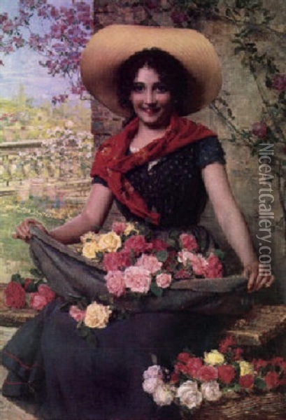 A Bounty Of Roses Oil Painting - Gaetano Bellei