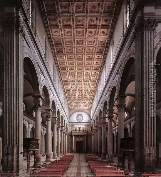 The nave of the church Oil Painting - Filippo Brunelleschi