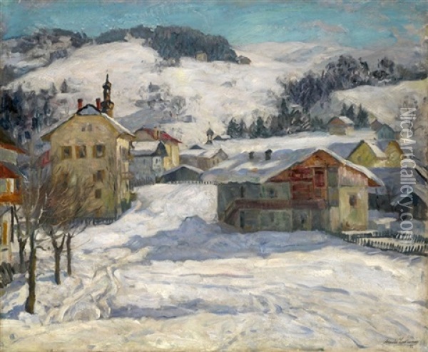 Winter Landscape Oil Painting - Arnold Borisovich Lakhovsky
