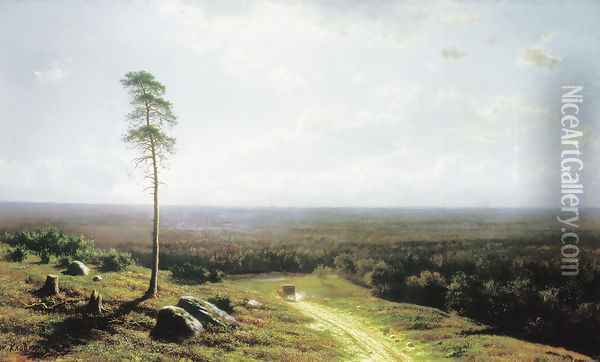 Forest view in midday, 1878 Oil Painting - Clodt von Jurgensburg Mikhail Konstantinovitch