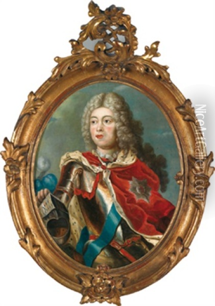 Portrait Des Sachsischen Kurprinzen Und Polnischen Konigs Friedrich August Ii Oil Painting - Louis de Silvestre