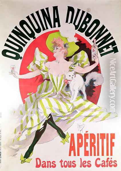 Poster advertising 'Quinquina Dubonnet' aperitif, 1895 Oil Painting - Jules Cheret