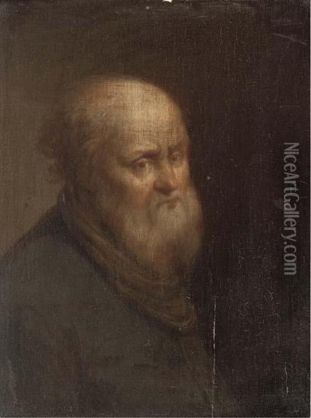 Portrait Of An Old Man, Bust-length Oil Painting - Cornelis Van Poelenburch