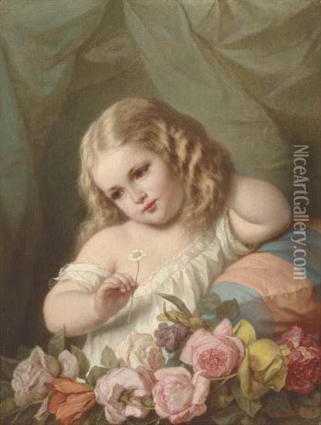 The Flower Girl Oil Painting - Johann Grund