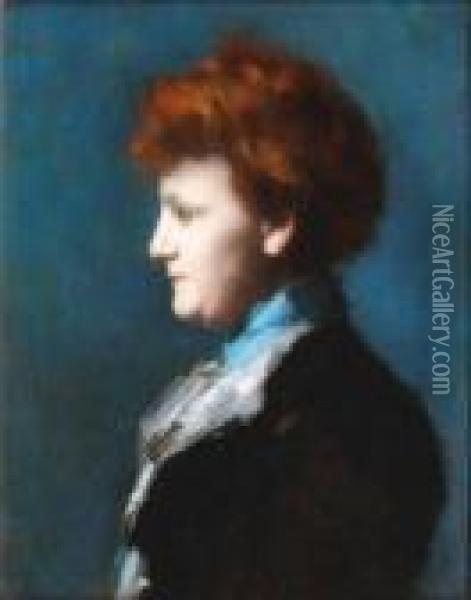 Portrait Presume De Madame Dufaure Oil Painting - Jean-Jacques Henner