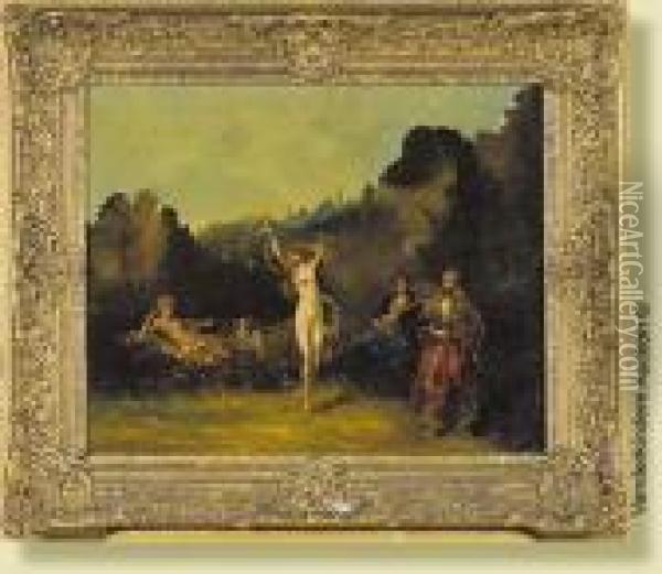 Danse Orientale Dans Les Jardins Du Sultan Oil Painting - Adolphe Joseph Th. Monticelli