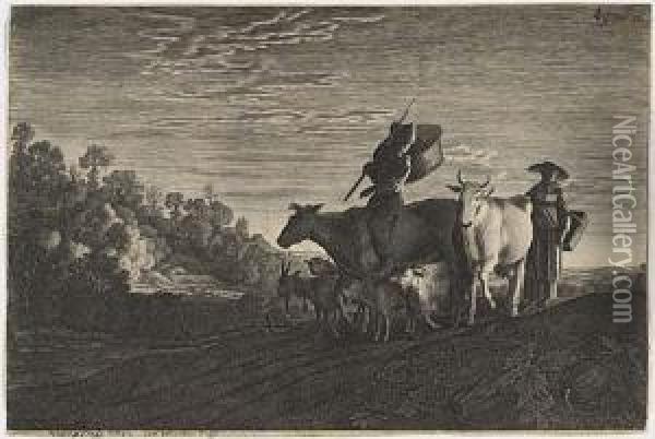 The White Cow Oil Painting - Jan I Van De Velde