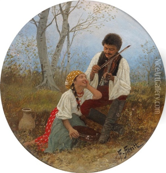 A Musical Serenade Oil Painting - Franciszek Streitt