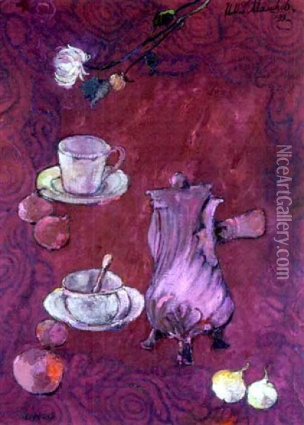 Kaffeetafel, Tischtuch Mit Bortenstickerei Oil Painting - Ilya Ivanovich Mashkov