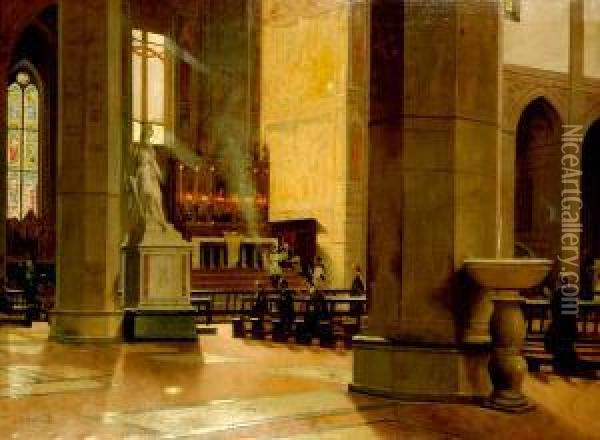 Interno Di Santa Croce Oil Painting - Antonio Maria Aspettati