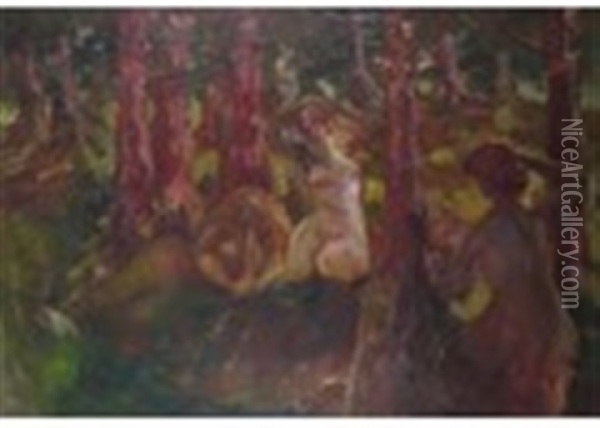 Nymphs In The Forest Oil Painting - Constantin Kousnetsoff