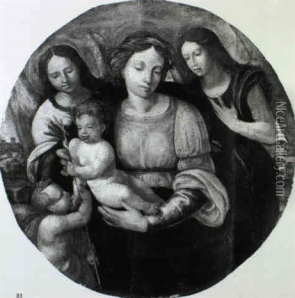 Madonna Col Bambino, San Giovanni E Angeli Oil Painting - Marco Bigio