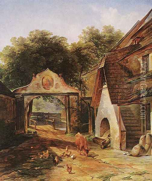 Farmstead 1843 Oil Painting - Karoly Lajos Libay