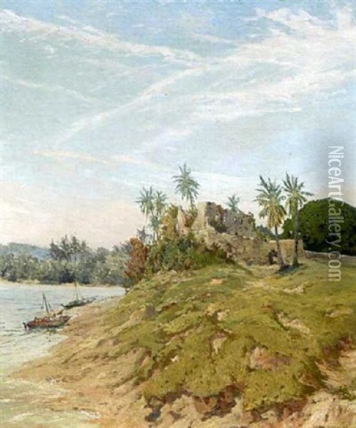 Palastruine Am Wasser Oil Painting - Heinrich Freiherr von Pechmann
