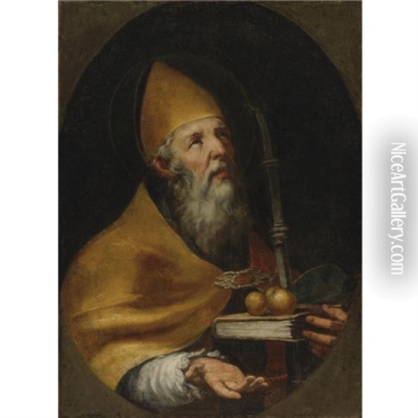 St. Nicholas Of Bari Oil Painting - Sebastian de Llanos Valdes