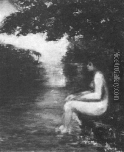 Woman In A Landscape Oil Painting - Robert Reid