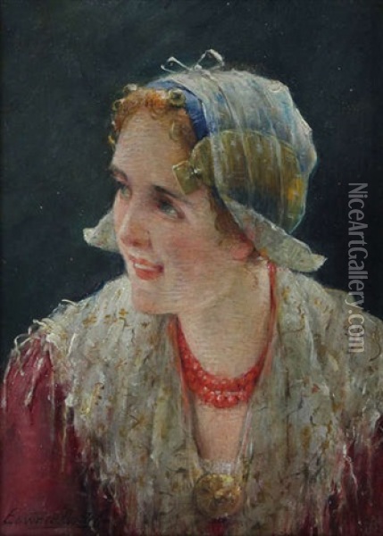 Portrait D'une Fille Zelandaise Oil Painting - Edward Antoon Portielje